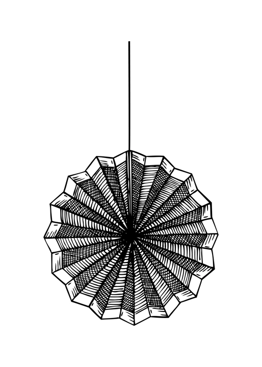 Chinese New Year decoration. Traditional folding fan sketch. Hand-drawn vector illustration. China Lunar New Year. NOT AI generatad
